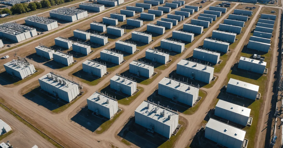 Aerial view of an electrical substation switchyard
